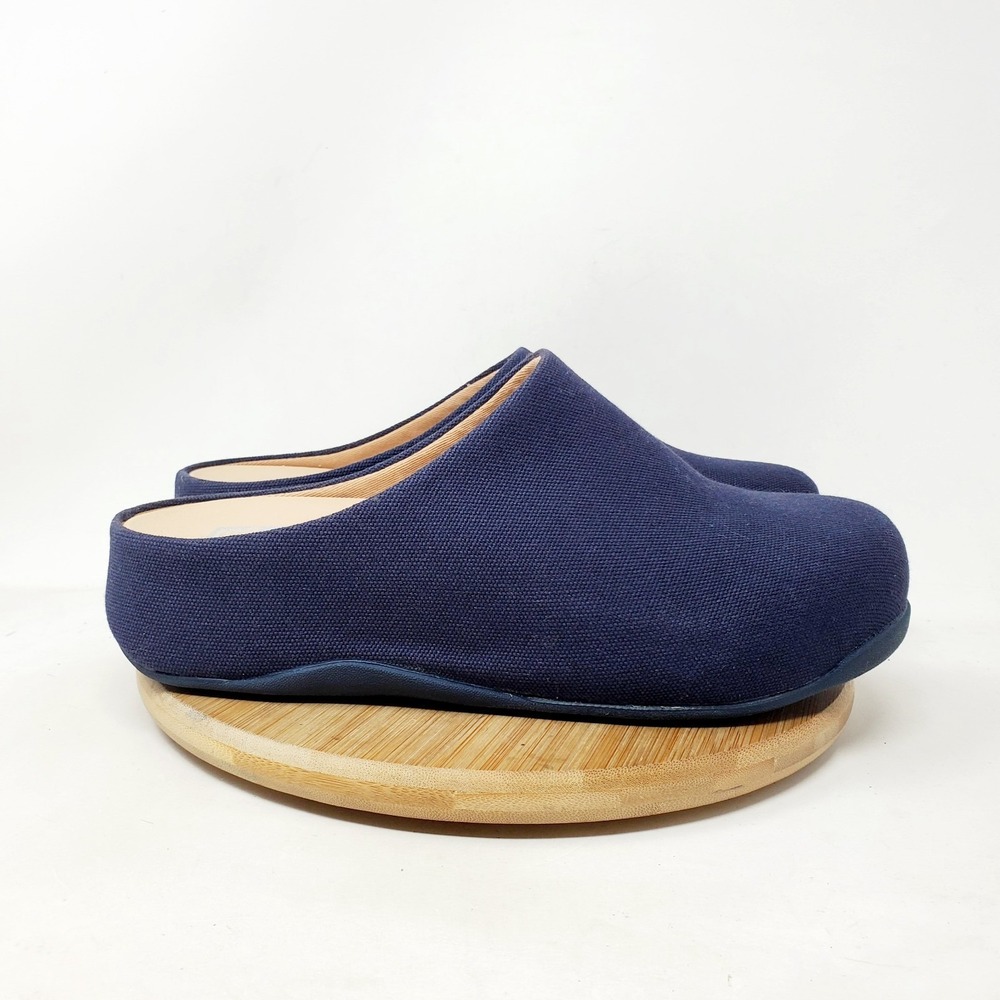 Fit Flop Shuv Clogs Womens 8 Blue Canvas Slip On Platform Shoes - Picture 6 of 15